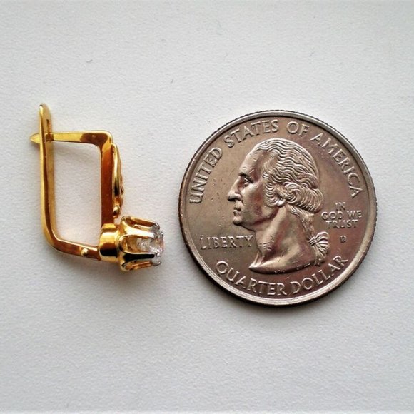 Vintage USSR Solid 14K 583 Yellow Gold Genuine Diamond Buttercup EARRINGS - Picture 5 of 8